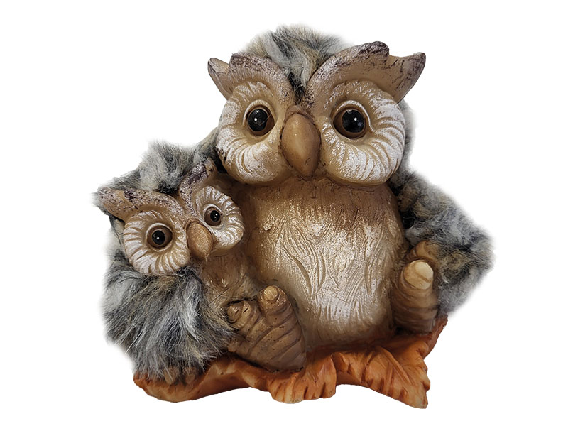 Eule aus Poly mit Kunstfell, 14x10x13cm    Eule aus Poly mit Kunstfell, 14x10x13cm