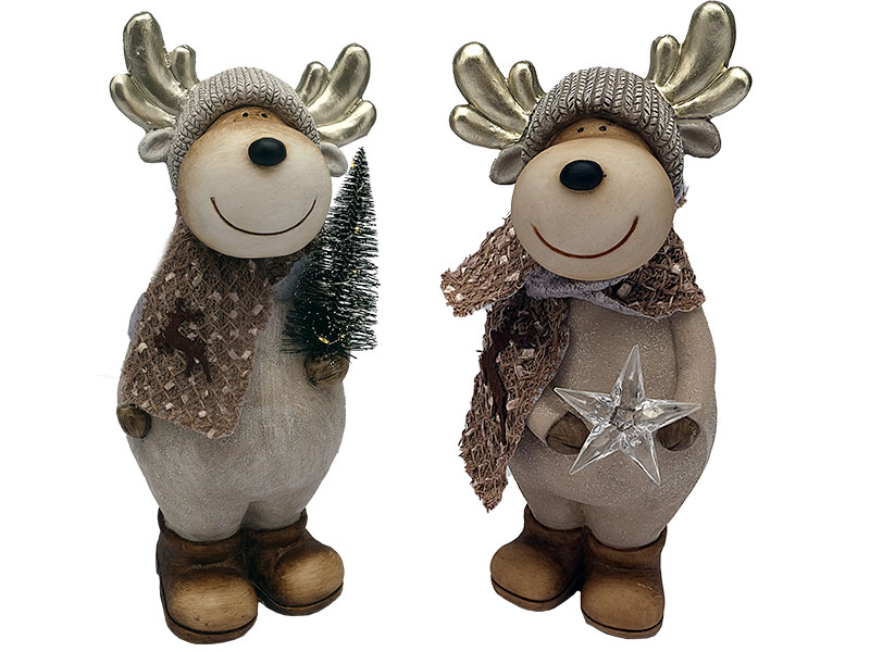 Hirsch mit Stern und Baum aus Poly, 17x17x39cm    Hirsch mit Stern und Baum aus Poly, 17x17x39cm