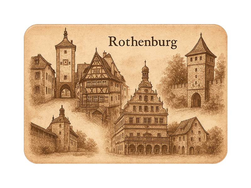 Souvenir Plastic photo magnet Rothenburg 8x5cm