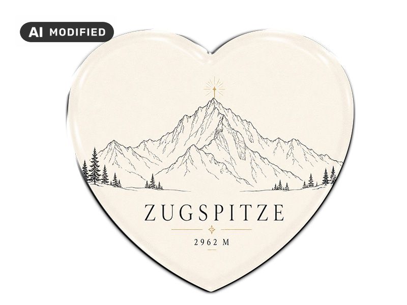 Souvenir Foto Magnet Herz Zugspitze 6,5x6cm