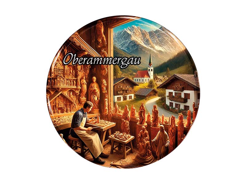 Souvenir Foto Magnet rund Oberammergau Ø3.5 cm Souvenir Foto Magnet rund Oberammergau Ø3.5 cm