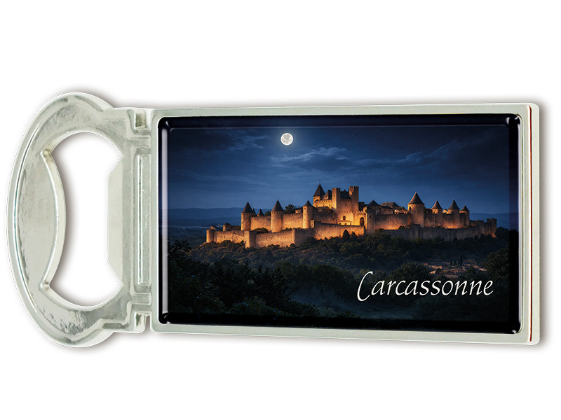 Souvenir Kapselheber Magnet Carcassonne aus Metall 3x9cm