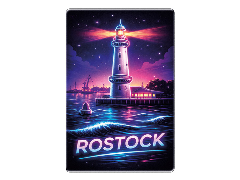 Souvenir Foto Magnet Rostock aus Steingut 6x4,5cm