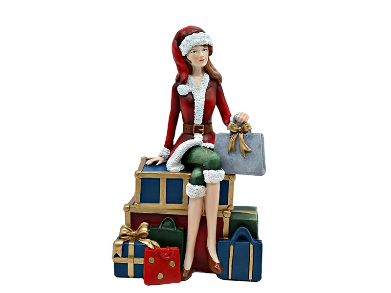 18045 Poly Dame mit Geschenken