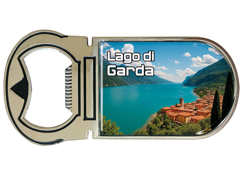 Souvenir Magnet Kapselheber aus Metall Gardasee 4x9cm