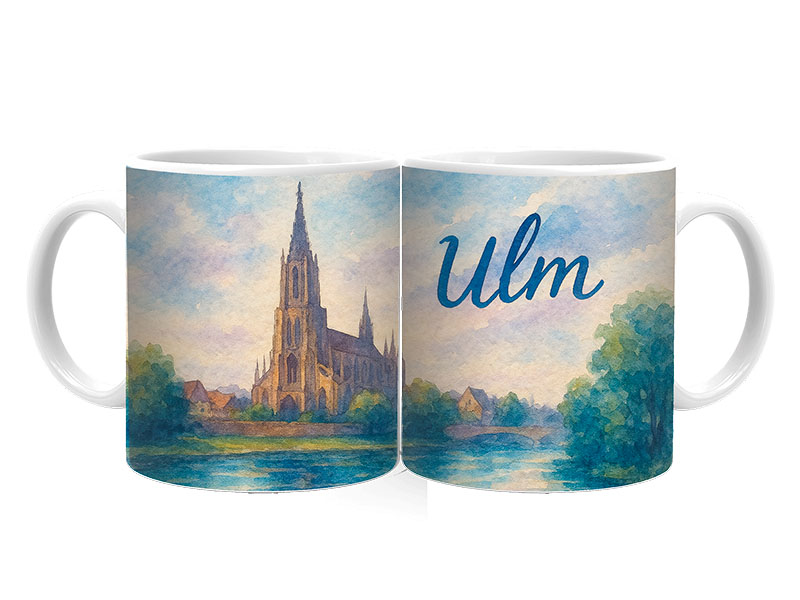 Souvenir Foto Keramik Tasse Ulm Ø8x9,5cm
