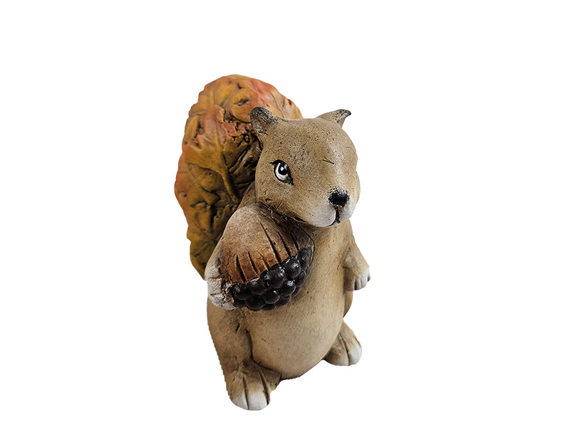 Eichhörnchen mit Blätterschwanz aus Keramik 10x6,5x10,5cm    Eichhörnchen mit Blätterschwanz aus Keramik 10x6,5x10,5cm