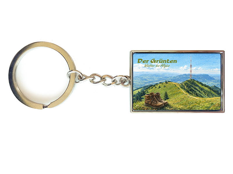 Souvenir Schlüsselanhänger Grünten aus Metall 3x10cm