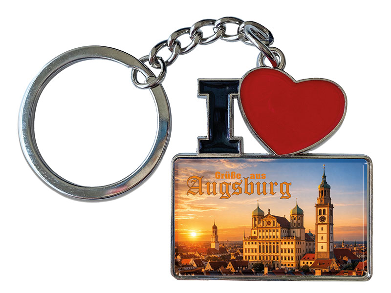 Souvenir Schlüsselanhänger Augsburg aus Metall 11x4cm
