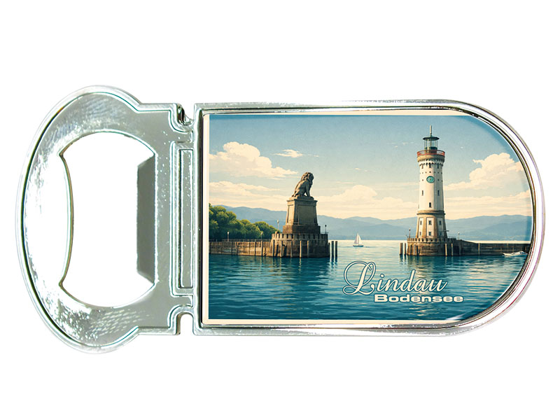 Souvenir Kapselheber Magnet Lindau aus Metall 3x7cm