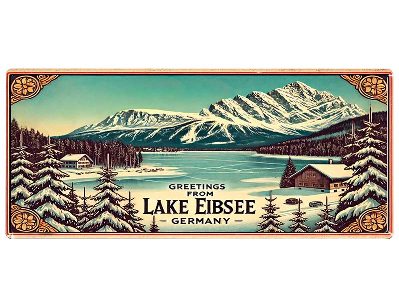 Souvenir Foto Magnet im Panoramaformat Eibsee 12x5cm