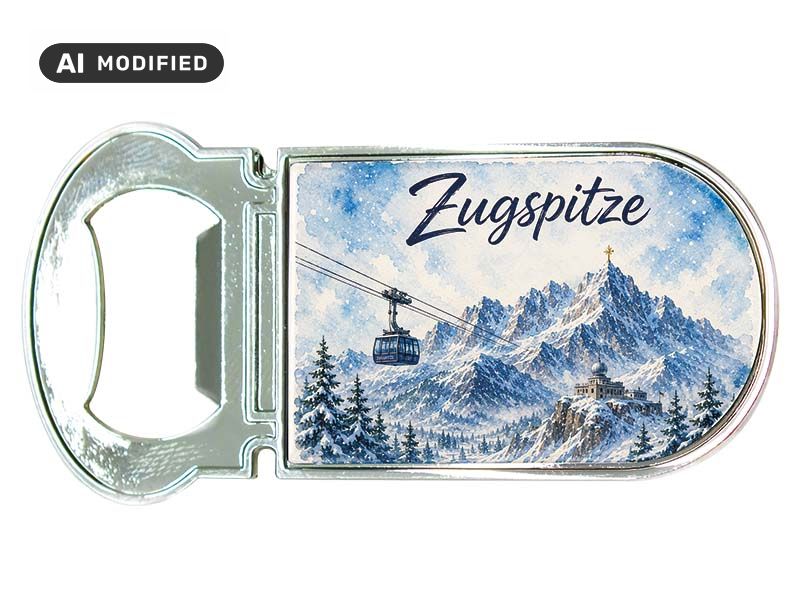 Souvenir metal magnet bottle opener Zugspitze 3x7cm