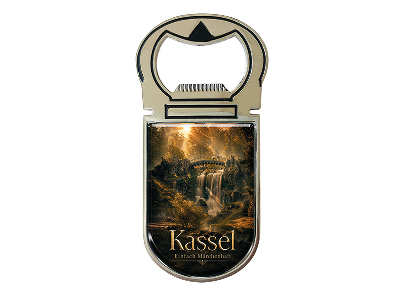 Souvenir Kapselheber Magnet Kassel aus Metall 4x9cm
