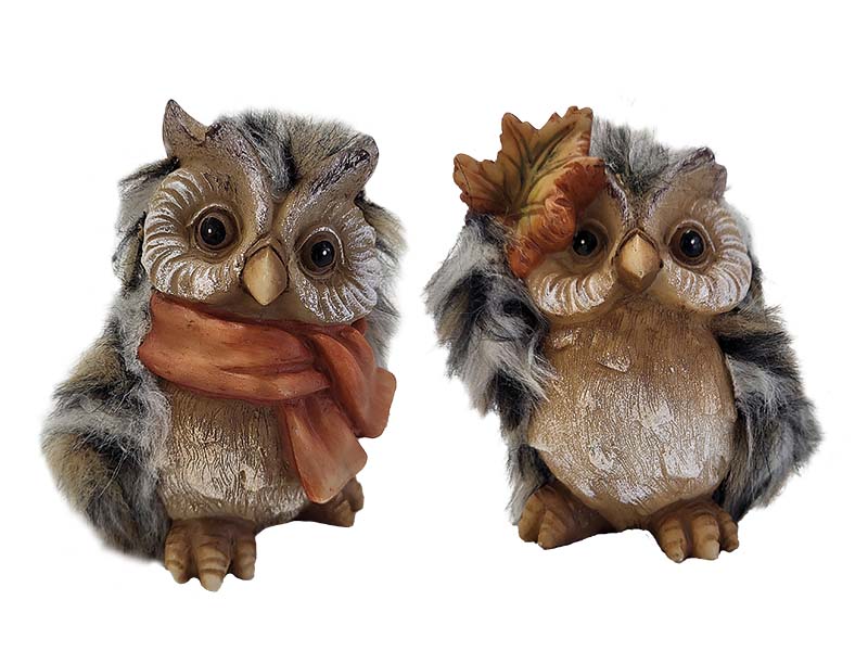 Eule aus Poly mit Kunstfell, 9x6x11cm    Eule aus Poly mit Kunstfell, 9x6x11cm