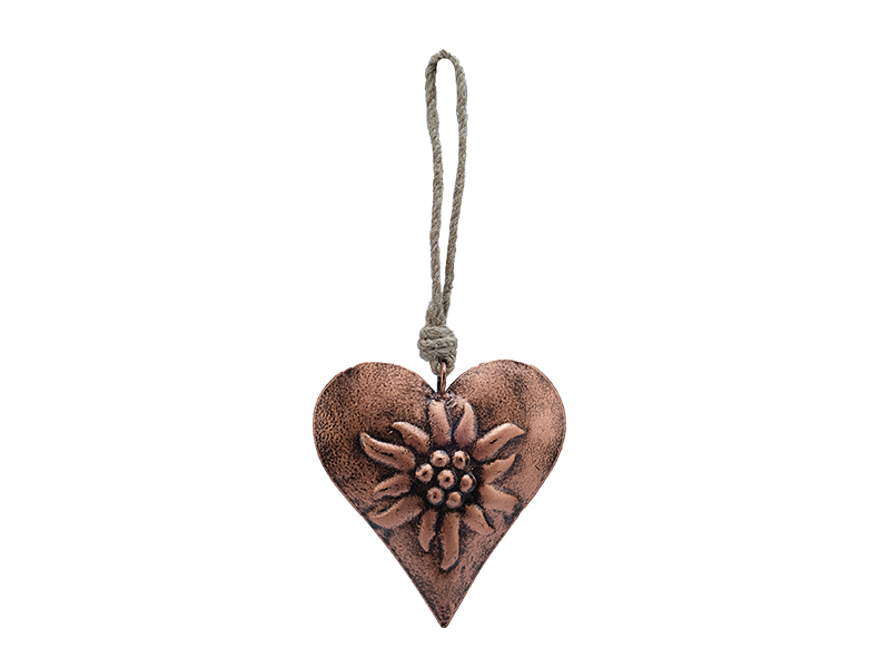 Metal heart with Edelweiss 9x2x9cm