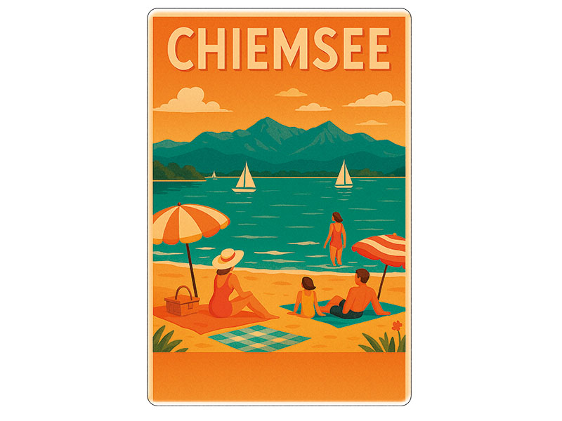 Souvenir Foto Magnet Steingut Chiemsee 6x4,5cm
