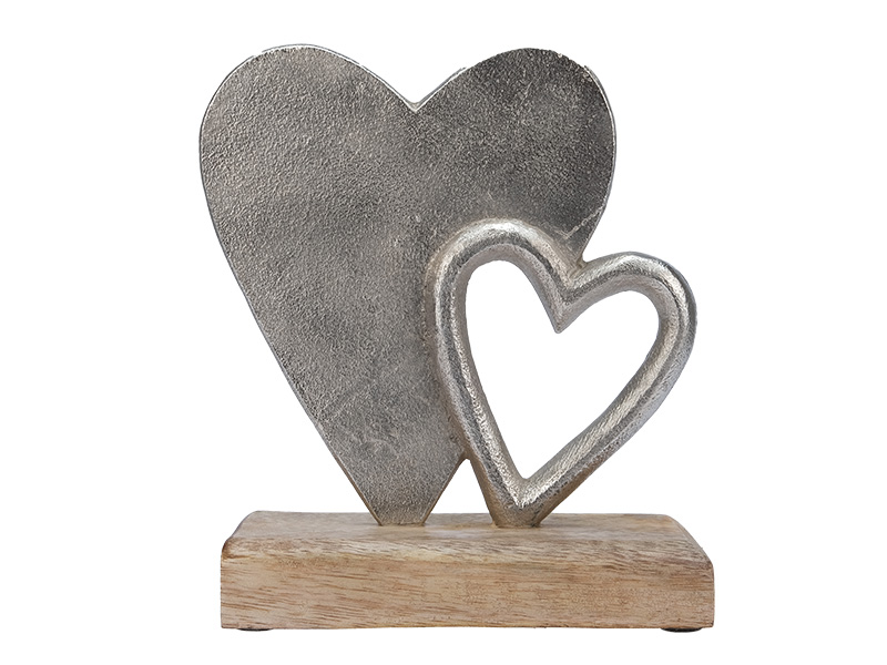 Metall Herzen auf Holzsockel