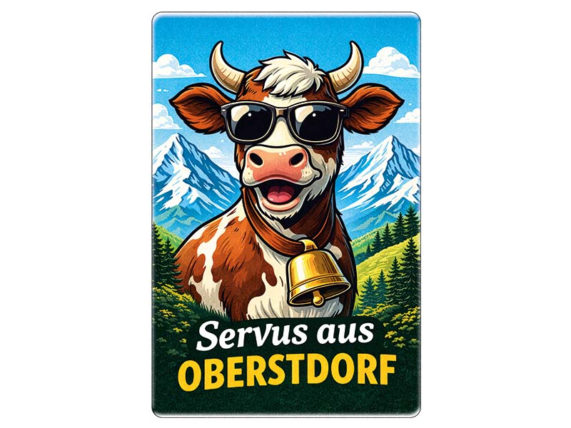 Souvenir Foto Magnet Steingut Oberstdorf 6x4,5cm