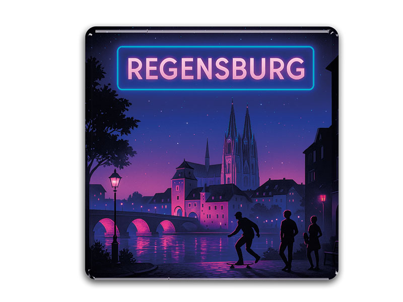 Souvenir Foto Magnet quadratisch Regensburg 6,5x6,5cm