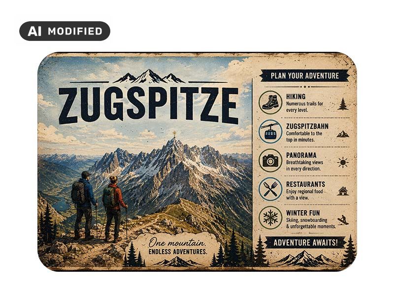 Souvenir plastic photo magnet Zugspitze 8x5cm