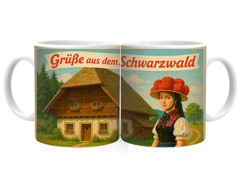 Souvenir Foto Keramik Tasse Schwarzwald Ø8x9,5cm