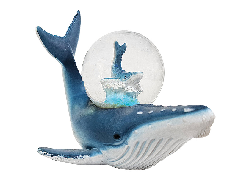 Buckelwal aus Poly mit Glitzerkugel 11x8x9cm    Buckelwal aus Poly mit Glitzerkugel 11x8x9cm