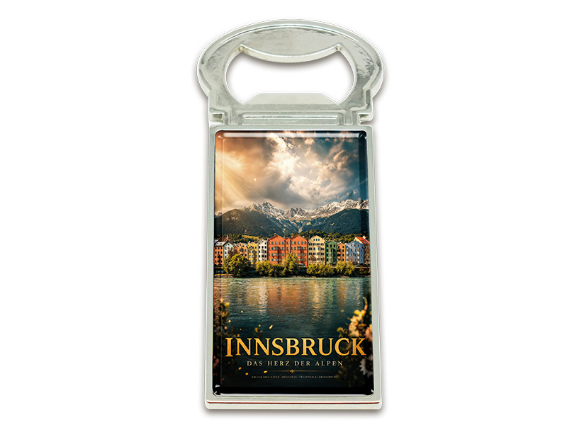 Souvenir Kapselheber Magnet Innsbruck aus Metall 3x9cm