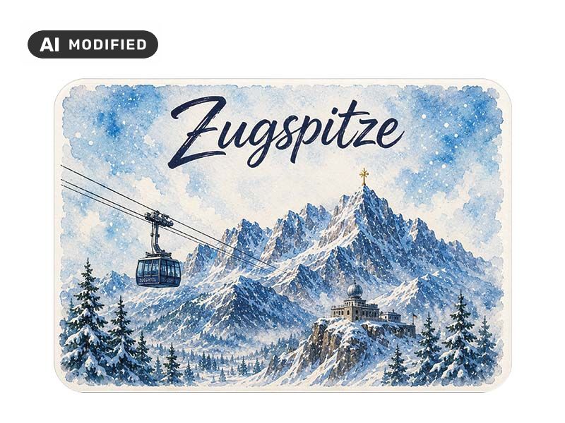 Souvenir plastic photo magnet Zugspitze 8x5cm