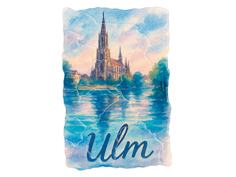 Souvenir Foto Kunststoff Magnet Ulm 8x5cm