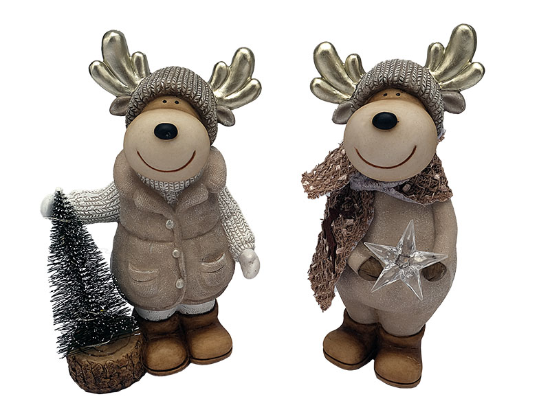 Hirsch mit Stern und Baum, 13x8x25cm    Hirsch mit Stern und Baum, 13x8x25cm