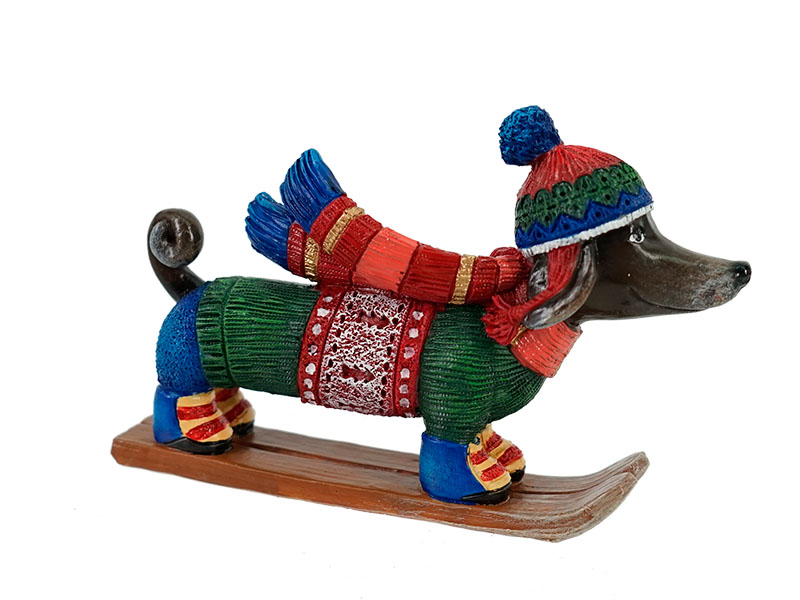 18131 Poly Dackel mit Ski