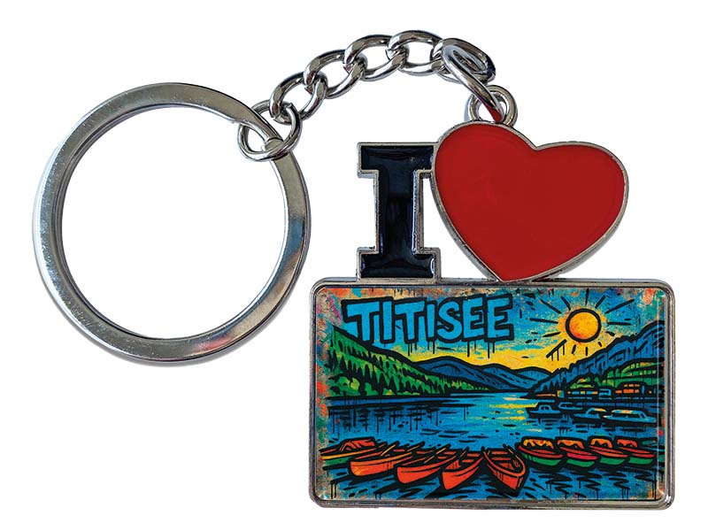 Souvenir Schlüsselanhänger aus Metall "I Love" Titisee 11x4cm    Souvenir Schlüsselanhänger aus Metall "I Love" Titisee 11x4cm