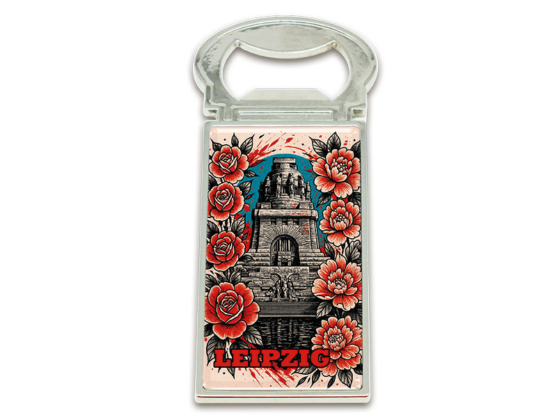 Souvenir Magnet Kapselheber aus Metall Leipzig 3x9cm