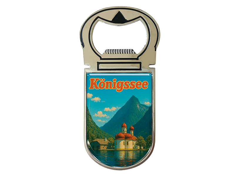 Souvenir Magnet Kapselheber aus Metall Königssee 4x9cm