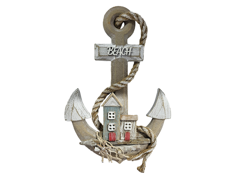 Anker mit Strandhaus aus Holz, 22,5x4,5x34cm    Anker mit Strandhaus aus Holz, 22,5x4,5x34cm