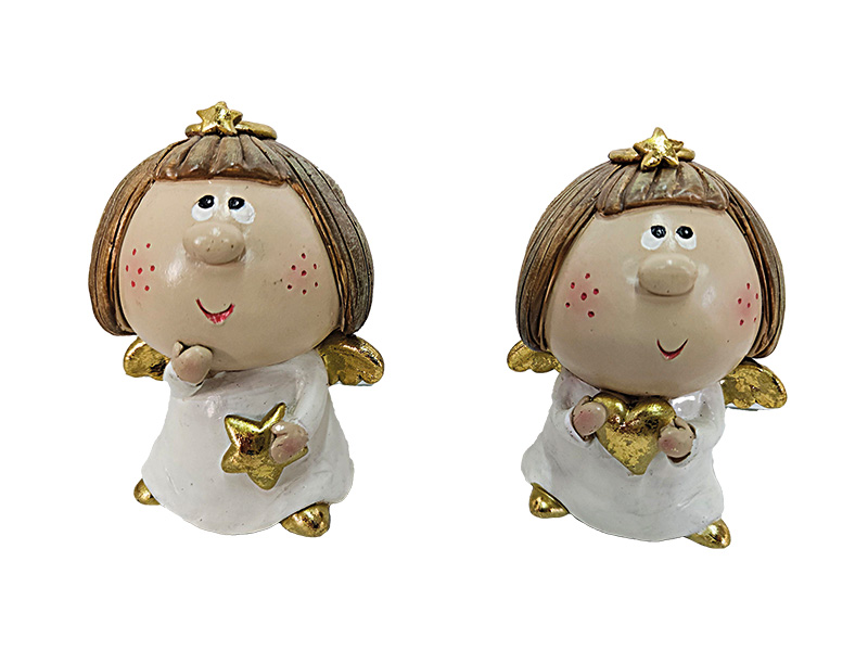 Engel aus Poly mit Herz und Stern 6,5x6x9,5cm    Engel aus Poly mit Herz und Stern 6,5x6x9,5cm