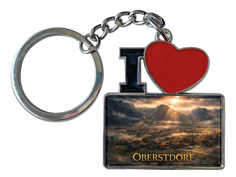 Souvenir Schlüsselanhänger Oberstdorf aus Metall 11x4cm
