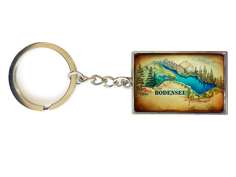 Souvenir Schlüsselanhänger rechteckig aus Metall Bodensee 3x10cm