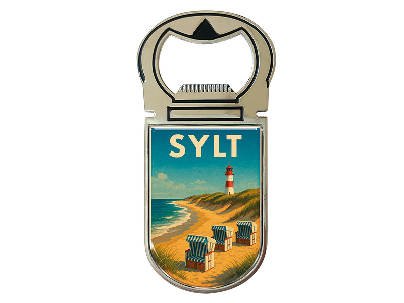 Souvenir Magnet Kapselheber aus Metall Sylt 4x9cm Souvenir Magnet Kapselheber aus Metall Sylt 4x9cm