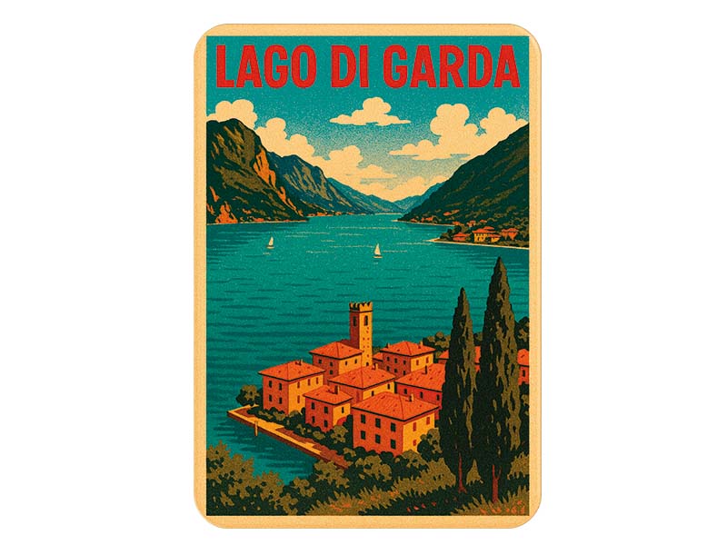 Souvenir Foto Kunststoff Magnet Gardasee 8x5cm
