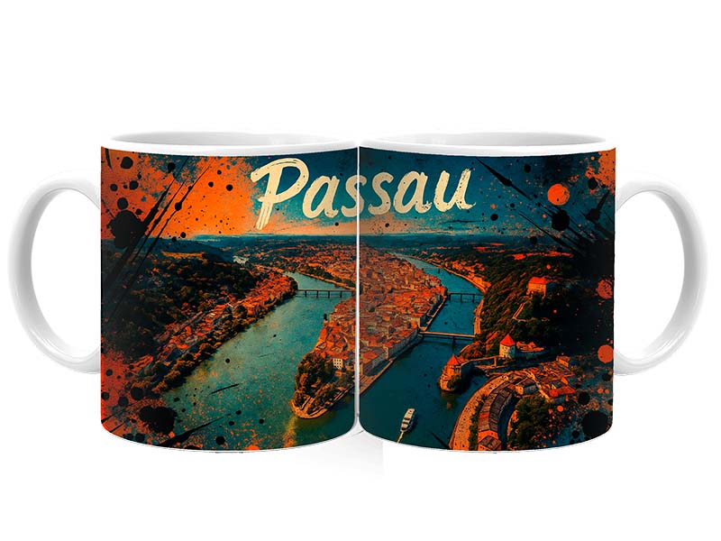 Souvenir Foto Keramik Tasse Passau Ø8x9,5cm Souvenir Foto Keramik Tasse Passau Ø8x9,5cm