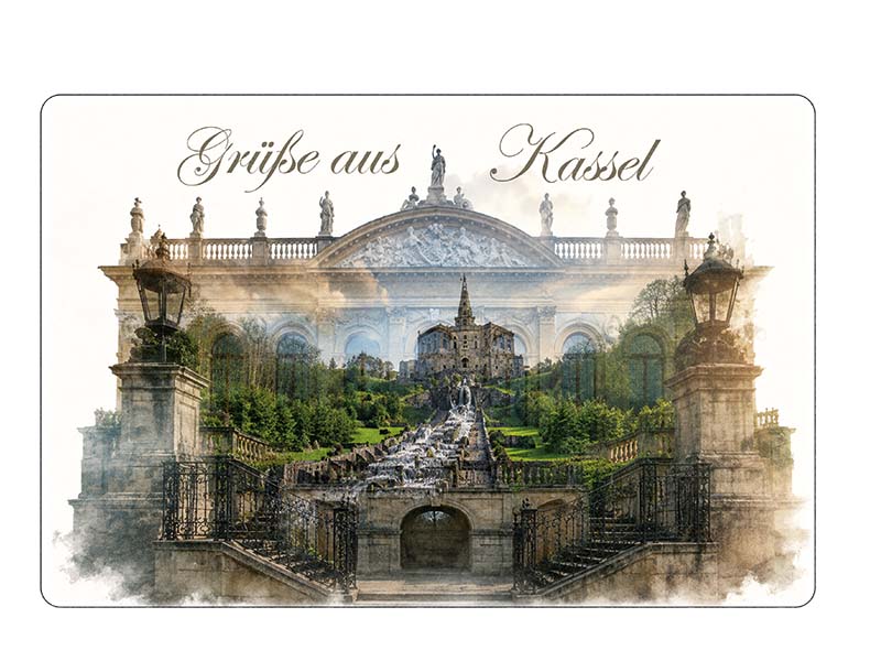 Souvenir Foto Magnet Kassel aus Steingut 6x4,5cm