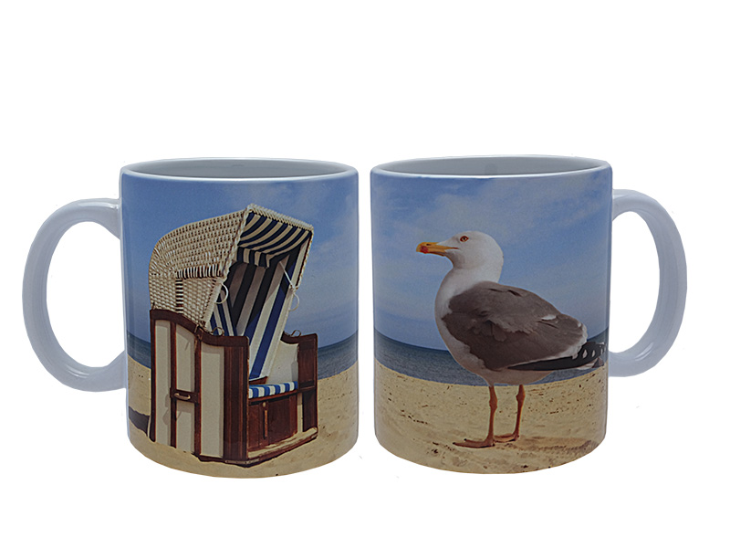 Foto Tasse Strandkorb aus Keramik  Ø8x9,5cm    Foto Tasse Strandkorb aus Keramik  Ø8x9,5cm