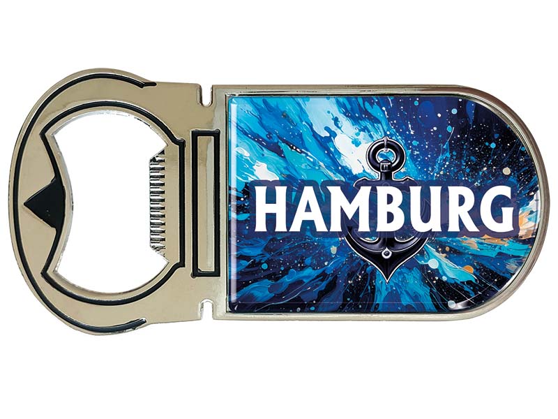 Souvenir Magnet Kapselheber aus Metall Hamburg 4x9cm Souvenir Magnet Kapselheber aus Metall Hamburg 4x9cm