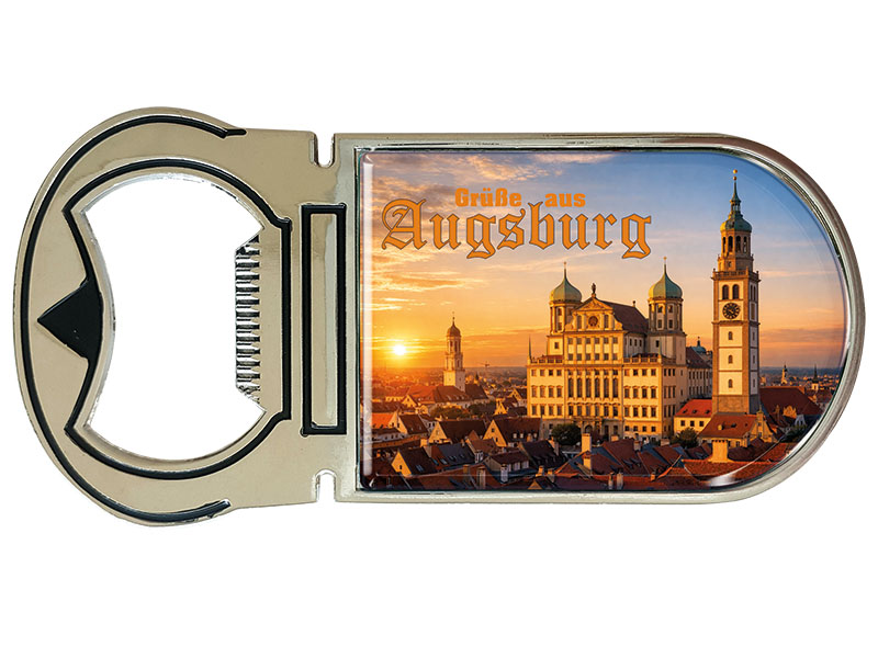 Souvenir Kapselheber Magnet Augsburg aus Metall 4x9cm