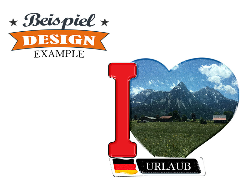 16805-2 Foto Kunststoff Magnet I Love eigenes Design