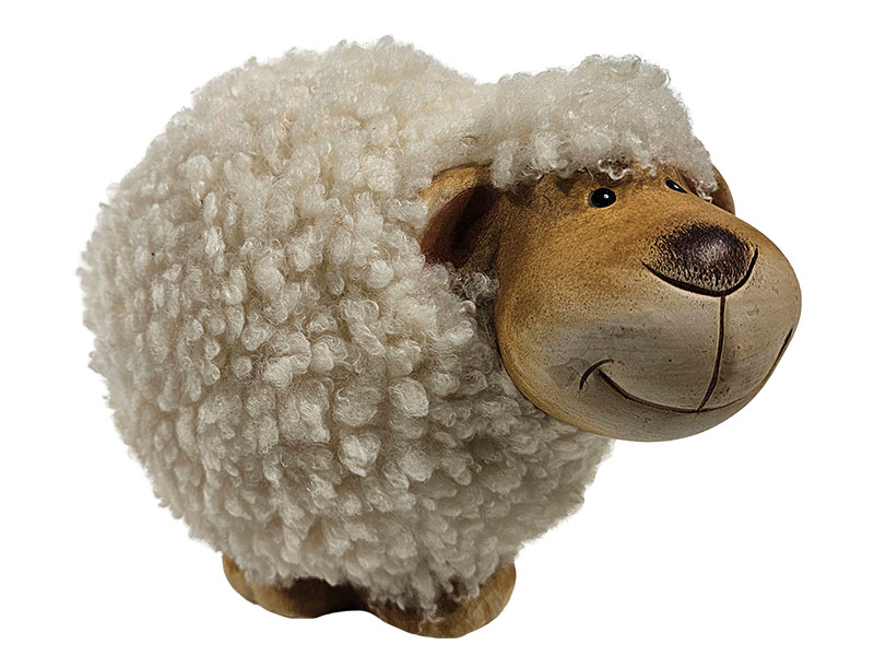 Schaf mit Fell aus Keramik 19x10x15 cm   