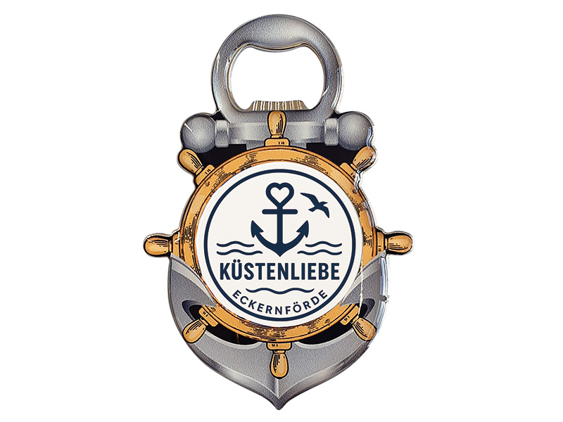 Souvenir Magnet Kapselheber Steuerrad Eckernförde 10,5x7cm