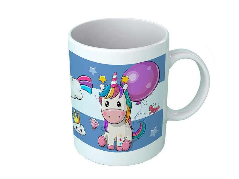 16886-0 Foto Keramik Tasse Einhorn blau