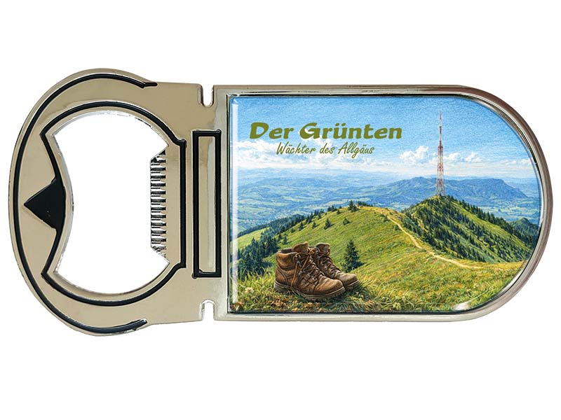 Souvenir Kapselheber Magnet Grünten aus Metall 4x9cm